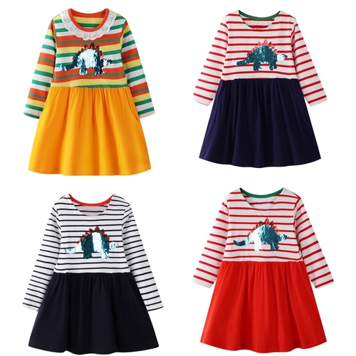 Toddler Kids Baby Girls Party Sequin Print Stripe