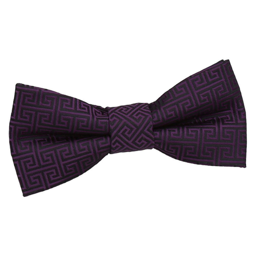 Greek Key Pre-Tied Bow Tie - Boys - Cadbury Purple