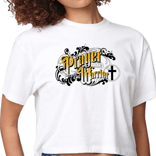 Womens Cropped Graphic T-shirt - Prayer Warrior Victorian Style