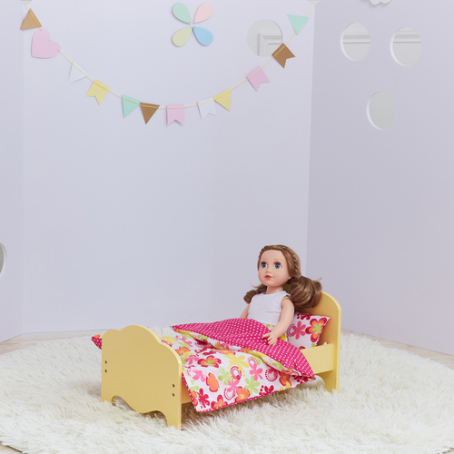 Olivia's Little World Doll Yellow Bed & Bedding