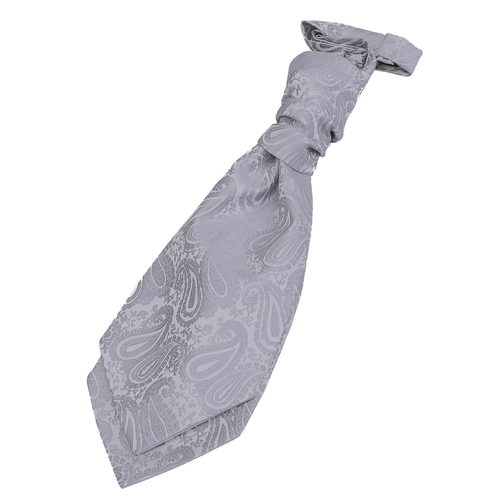 Paisley Pre-Tied Ruche Cravat - Boys - Silver