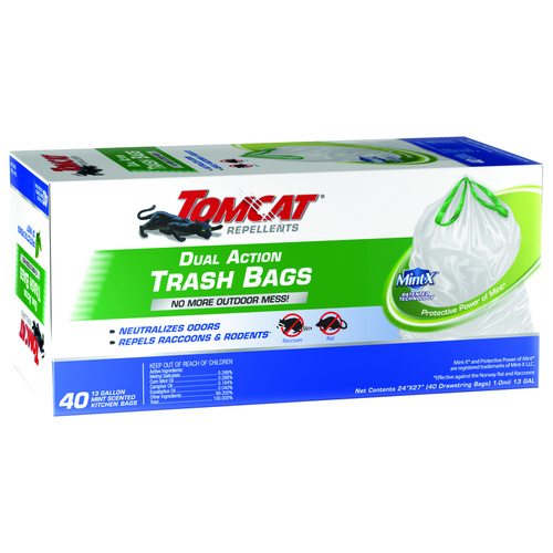 Tomcat 6503783 13 gal Rodent Repellent Trash Bag Drawstring  40 Count