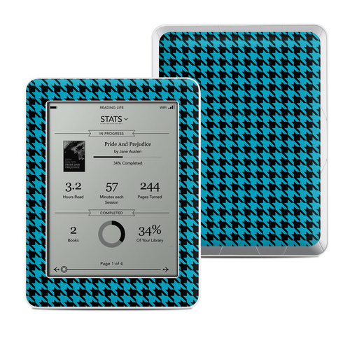 DecalGirl KOBM-HTOOTH-BLU Kobo Mini Skin - Teal Houndstooth