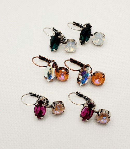 Crystal Marquise Two Stone Drop Style Earrings