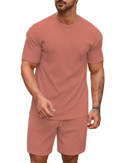 Solid Co-ord Set for Men's (Round Neck Tshirt with Matching shorts) 