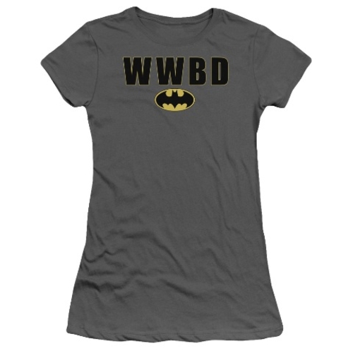 Trevco Batman-Wwbd Logo - Short Sleeve Junior Sheer Tee - Charcoal&#44