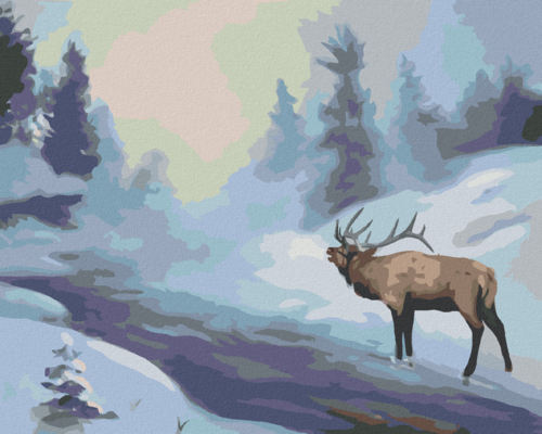 Zuty - Paint by Numbers - MOOSE STANDING IN A RIVER (D. RUSTY RUST),