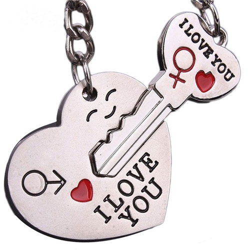 Couple I LOVE YOU Heart Keychain Ring Keyring