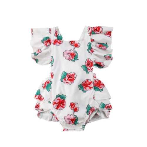 Cute Newborn Baby Girls Flowers Square Collar