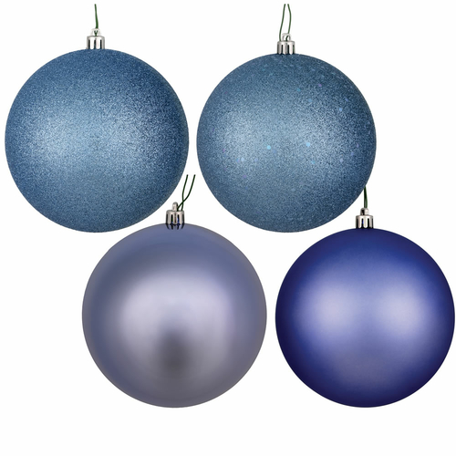 Vickerman N591529DA 6 in. Periwinkle 4 Finial Ball Ornament with Assor