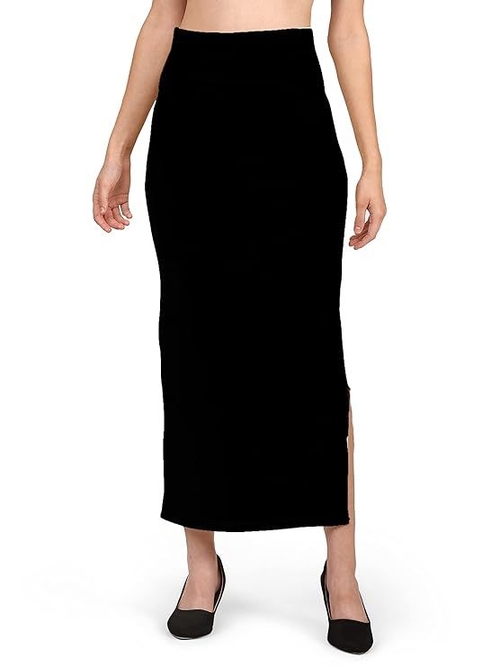 Women Lycra Saree Shapewear Petticoat Color BLACK Size S