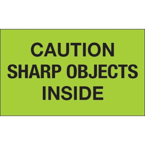 Tape Logic DL1126 3 x 5 in. - Caution Sharp Objects Inside Fluorescent