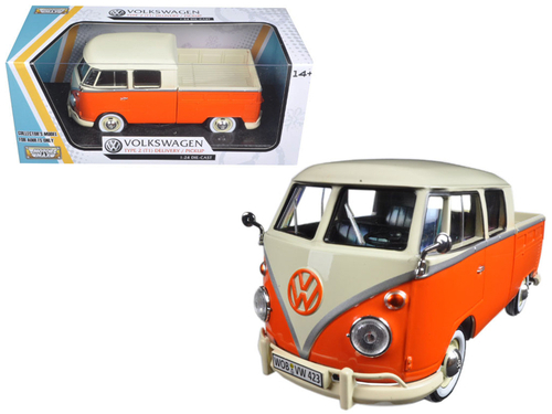 Volkswagen Type 2 (T1) Double Cab Pickup Truck Orange/Cream 1/24