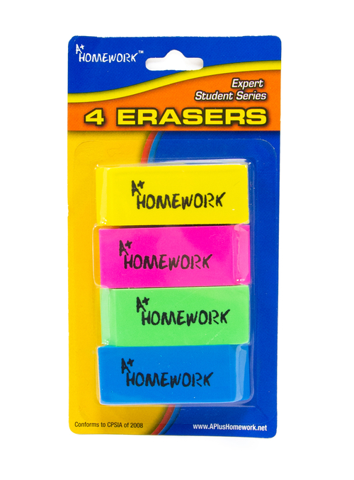 A+ Homework Neon Erasers - 48 Count, 4 Pack