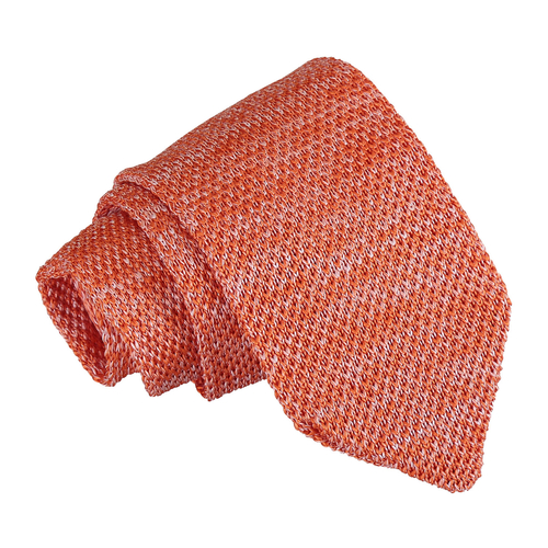 Melange Plain Speckled Knitted Slim Tie - Orange