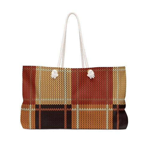 Weekender Tote Bag - Brown Checker
