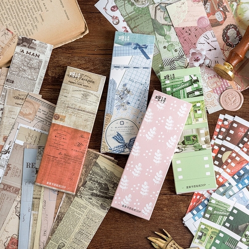 30PCS/Pack Retro Newspaper Color Bookmark Paper