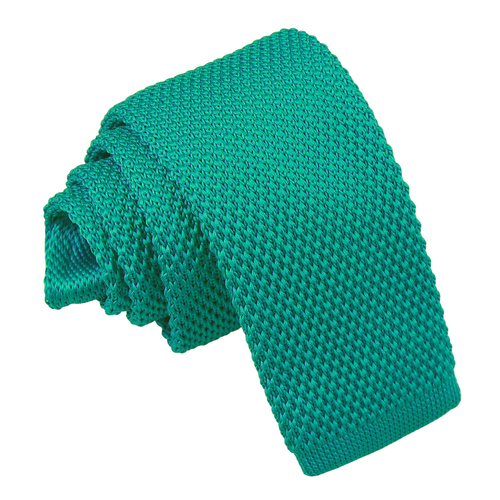 Plain Knitted Tie - Boys - Teal