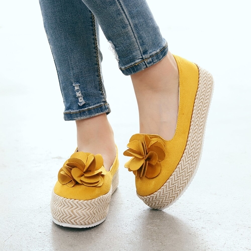 Spring Slip On Flower Knot Footwear Platform Shoes