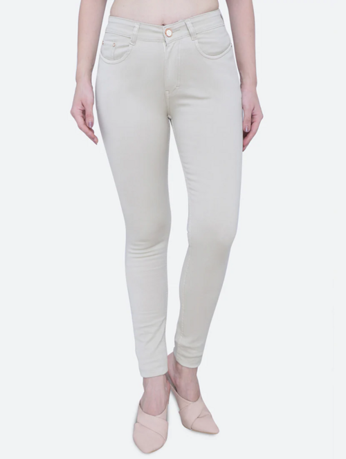 Women High Rise Denim Jeans(Size28)(Colorbeige)
