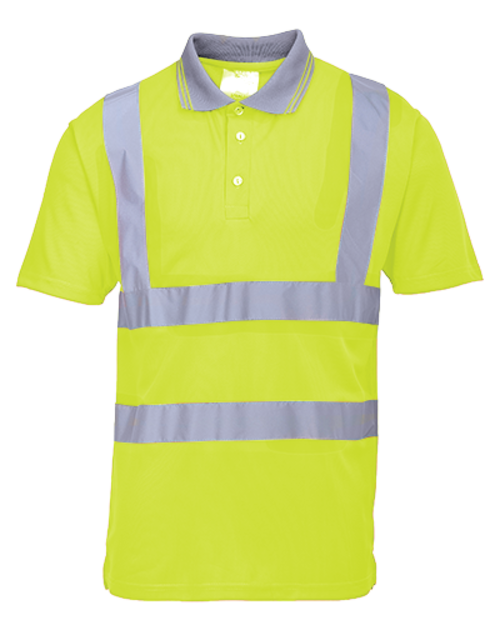 S477 Medium Hi-Visibility Short Sleeved Polo Shirt, Yellow - Regul