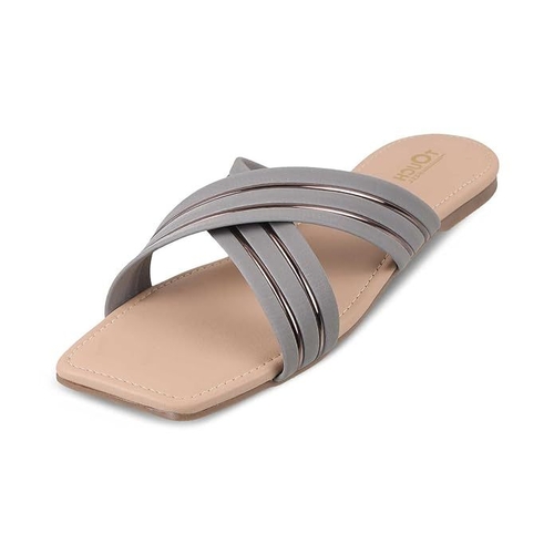 Women's Black Strappy Square Toe Sandals (Size-UK-4) (Color-GREY)