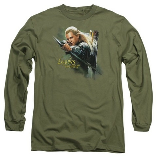 Trevco Hobbit-Legolas Greenleaf Long Sleeve Adult 18-1 Tee- Military G