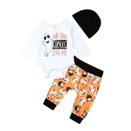 3PC Newborn Autumn Baby Boy Halloween Clothes Long