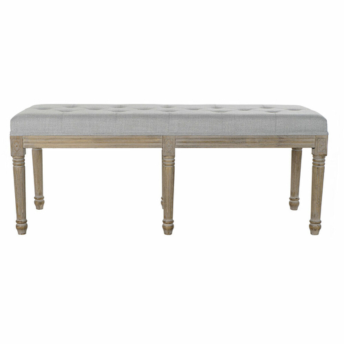 Bench DKD Home Decor   Natural Polyester Linen Rubber wood Dark grey