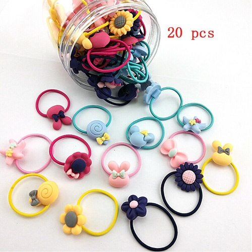 20pcs Rubber Band Elastic Hair Bands Kid Cartoon