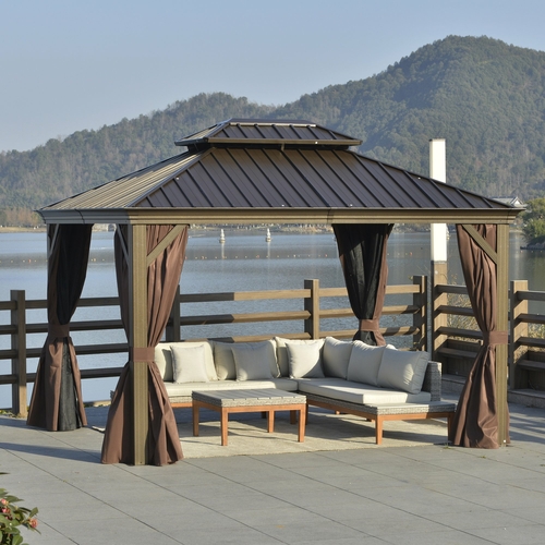 Outsunny 12' x 10' Outdoor Hardtop Gazebo with Galvanized Steel Canopy