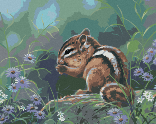 Paint by Numbers - CHIPMUNK IN FLOWERS (ABRAHAM HUNTER)