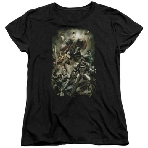 Jla-Aftermath Short Sleeve Womens Tee, Black - Small