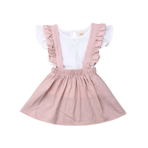 Toddler Kids Baby Girls Ruffle T shirt Tops Skirt