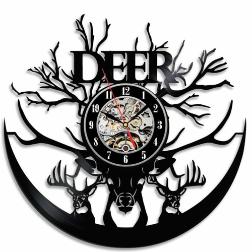 DEER SKULL HANDMADE VINYL RECORD WALL CLOCK