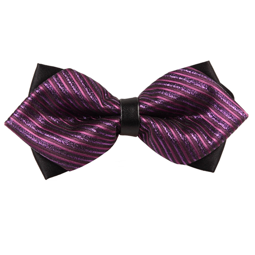Diamond Tip Pre-Tied Bow Tie - Thin Stripes Purple & Pink