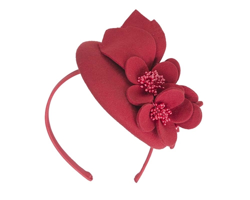 Red felt winter racing fascinator