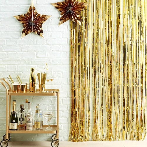 2M 3M Gold Silver Metallic Foil Tinsel Fringe