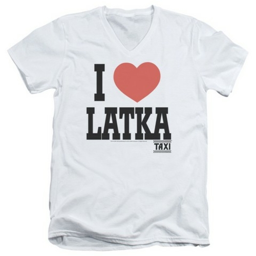 Trevco Taxi-I Heart Latka - Short Sleeve Adult 30-1 Tee - White, M