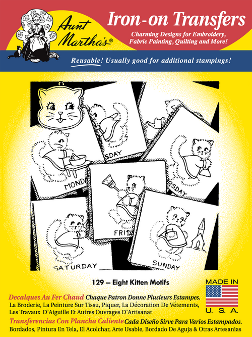 Aunt Martha's #129 Eight Kitten Motifs
