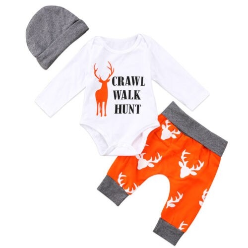 3Pcs Christmas Newborn Kids Baby Boys Girls Long