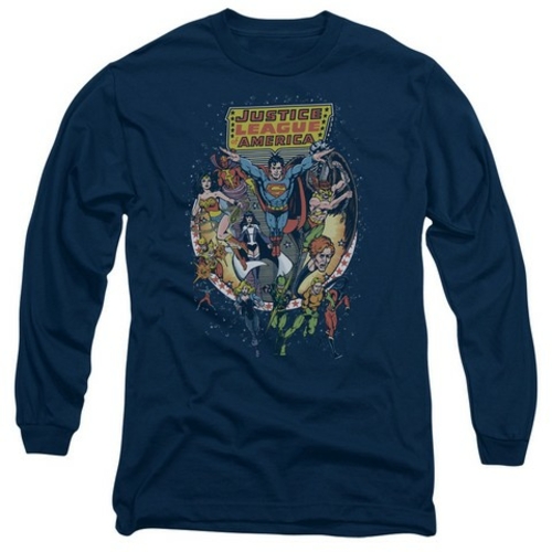 Trevco Jla-Star Group Long Sleeve Adult 18-1 Tee- Navy - XL