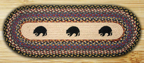 Earth Rugs 64-043BB Black Bears Oval Runner