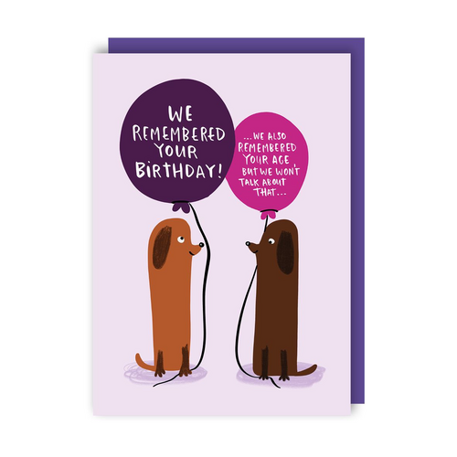 Remembered Sasuage Dog Birthday Card (Pack of 6)