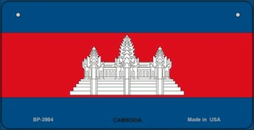 Smart Blonde BP-3984 3 x 6 in. Cambodia Flag Novelty Metal Bicycle Pla