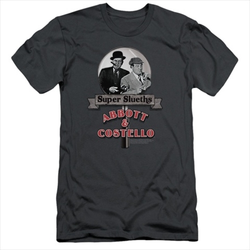 Abbott & Costello-Super Sleuths - Short Sleeve Adult 30-1 Tee- Charcoa