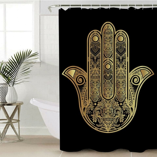 Golden Hamsa Hand Shower Curtain