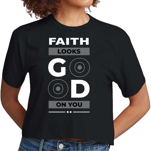 Womens Cropped Graphic T-shirt - Faith Looks Good