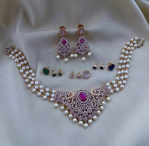 Gold plated cz matte finish Changeable monalisa stone