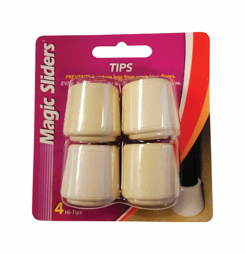Magic Sliders 5955091 Rubber Round Leg Tip, White - 1.13 in. - Pac